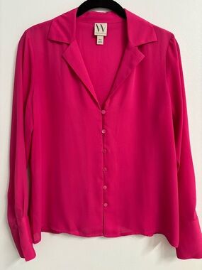 Worthington Hot Pink Button-Front Blouse Size PXS